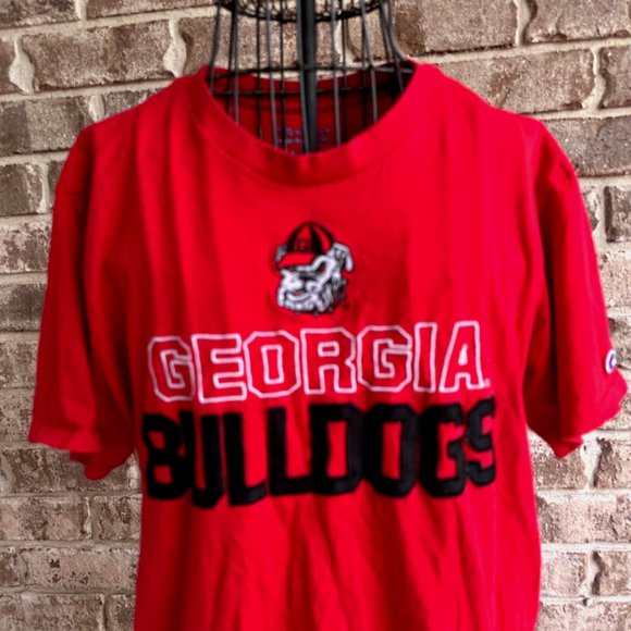 Vintage Champion Georgia Bulldogs T Shirt Large Red Short Sleeves Embroi… - Picture 2 of 12
